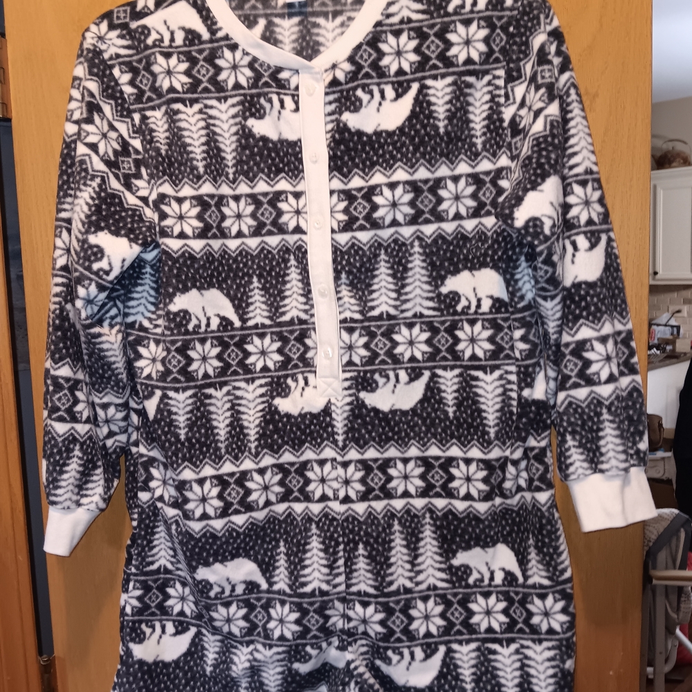 Womens Size Large, Old Navy Blue and White Pajama Romper